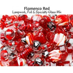 Flamenco Red Just Lampwork, Foil & Fancy Glass Bead Mix ~ Ideal For Unique Creations